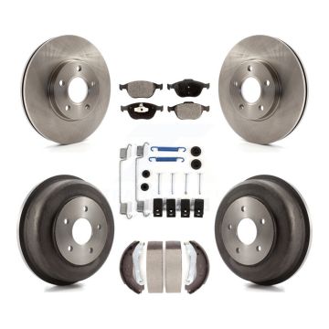 Front Rear Disc Brake Rotor Ceramic Pad Drum Kit (7Pc) For 2010-2013 Ford Transit Connect K8T-102395
