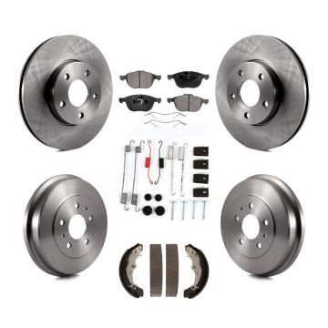 Front Rear Disc Brake Rotors Ceramic Pads And Drum Kit (7Pc) For Ford Focus FMSI=1004 K8T-102397