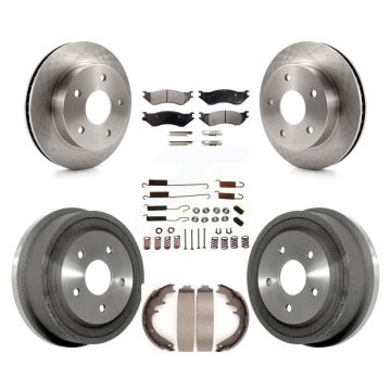 Front Rear Disc Brake Rotor Ceramic Pad & Drum Kit (7Pc) For 2000-2001 Dodge Ram 1500 4WD K8T-102408