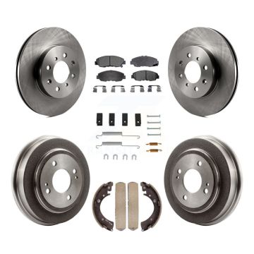 Front Rear Disc Brake Rotors Ceramic Pads And Drum Kit (7Pc) For Honda Civic Acura EL K8T-102430