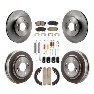 Front Rear Disc Brake Rotors Ceramic Pads And Drum Kit (7Pc) For Honda Civic K8T-102431
