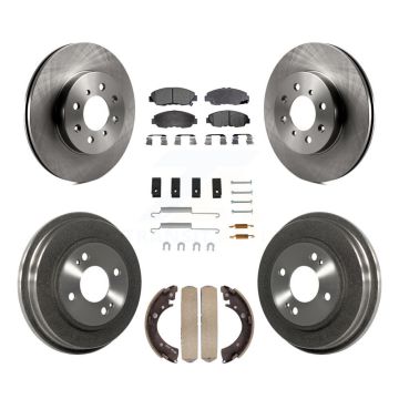 Front Rear Disc Brake Rotors Ceramic Pads And Drum Kit (7Pc) For Honda Civic K8T-102434