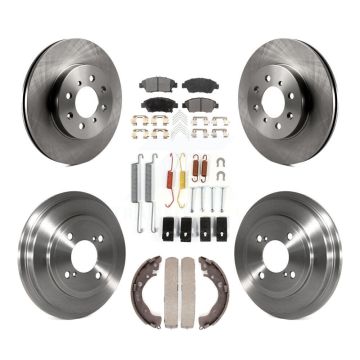 Front Rear Brake Rotor Ceramic Pad & Drum Kit (7Pc) For 2013 Honda Fit DX with GAS engine K8T-102436