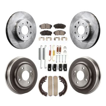 Front Rear Disc Brake Rotors Ceramic Pads And Drum Kit (7Pc) For Honda Civic K8T-102440