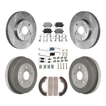 Front Rear Disc Brake Rotor Ceramic Pad & Drum Kit (7Pc) For 1999-2001 Toyota Solara 2.2L K8T-102444
