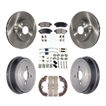 Front Rear Brake Rotors Ceramic Pad Drum Kit (7Pc) For 1993-1997 Toyota Corolla Geo Prizm K8T-102449