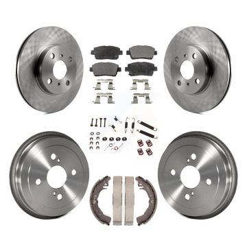 Front Rear Disc Brake Rotors Ceramic Pads And Drum Kit (7Pc) For 2001-2005 Toyota Echo K8T-102476