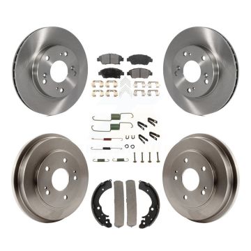 Front Rear Disc Brake Rotor Ceramic Pad & Drum Kit (7Pc) For 2006-2008 Honda Civic Hybrid K8T-102481