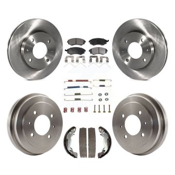 Front Rear Brake Rotors Ceramic Pad & Drum Kit (7Pc) For Hyundai Elantra rear brakes K8T-102488