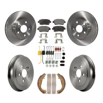 Front Rear Disc Brake Rotors Ceramic Pads And Drum Kit (7Pc) For 2004-2007 Toyota Prius K8T-102497
