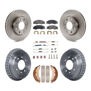 Front Rear Brake Rotors Ceramic Pad Drum Kit (7Pc) For 07-09 Kia Spectra rear brakes K8T-102499