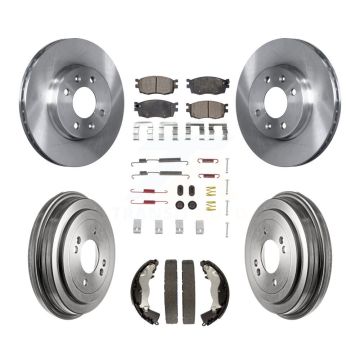 Front Rear Disc Brake Rotors Ceramic Pad & Drum Kit (7Pc) For Hyundai Accent Kia Rio Rio5 K8T-102501