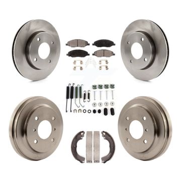 Front Rear Disc Brake Rotors Ceramic Pad & Drum Kit (7Pc) For 2009-2011 Nissan Versa 1.6L K8T-102507