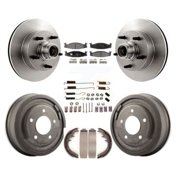 Front Rear Brake Rotor Hub Ceramic Pad Drum Kit (7Pc) For Ford E-150 Econoline Club Wagon K8T-102545