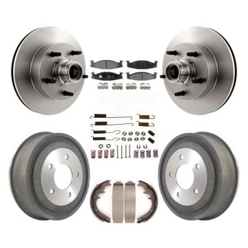 Front Rear Brake Rotor Hub Ceramic Pad Drum Kit (7Pc) For Ford E-150 Econoline Club Wagon K8T-102546