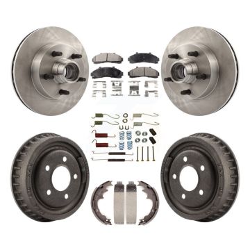Front Rear Brake Rotor Ceramic Pad & Drum Kit (7Pc) For Mazda B4000 With 9" Diameter K8T-102556