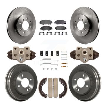 Front Rear Disc Brake Rotors Ceramic Pads And Drum Kit (9Pc) For Honda Civic K8T-102586