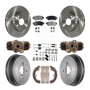 Front Rear Brake Rotors Ceramic Pad Drum Kit (9Pc) For 1993-1997 Toyota Corolla Geo Prizm K8T-102598
