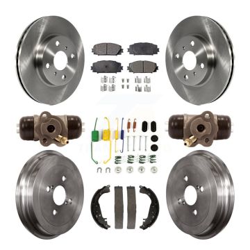 Front Rear Disc Brake Rotors Ceramic Pads And Drum Kit (9Pc) For Toyota Yaris K8T-102619