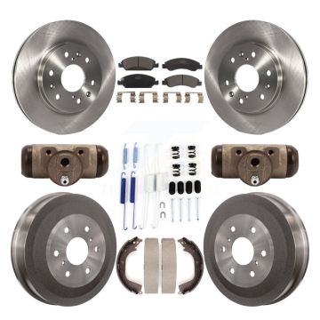 Front Rear Brake Rotor Ceramic Pad Drum Kit (9Pc) For GMC Sierra 1500 Chevrolet Silverado K8T-102647