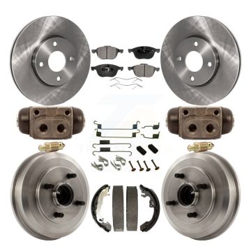Front Rear Brake Rotor Ceramic Pad & Drum Kit (9Pc) For Ford Focus Wheel Bearing Included K8T-102668