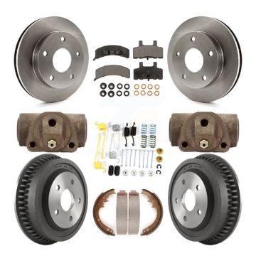 Front Rear Disc Brake Rotor Ceramic Pad & Drum Kit (9Pc) For 1994-1999 Dodge Ram 1500 4WD K8T-102672