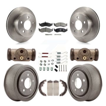 Front Rear Disc Brake Rotors Ceramic Pads And Drum Kit (9Pc) For Jeep Wrangler TJ K8T-102676