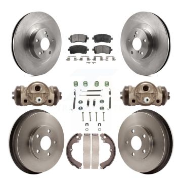Front Rear Disc Brake Rotors Ceramic Pads And Drum Kit (9Pc) For Subaru Impreza WRX K8T-102715