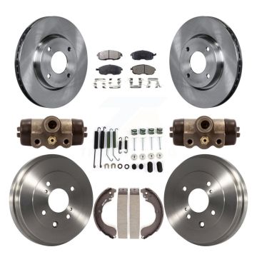 Front Rear Disc Brake Rotors Ceramic Pads And Drum Kit (9Pc) For Nissan Versa Sentra Cube K8T-102723