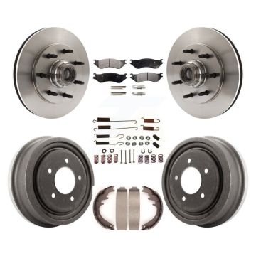 Front Rear Disc Brake Rotors Hub Ceramic Pads And Drum Kit (7Pc) For 1999 Ford F-150 RWD K8T-102729