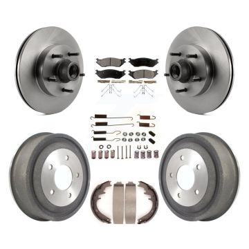 Front Rear Disc Brake Rotor Hub Ceramic Pad Drum Kit (7Pc) For 2004 Ford E-150 Club Wagon K8T-102731