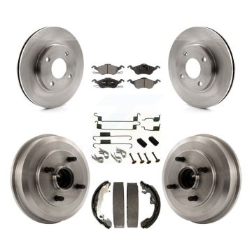 Front Rear Brake Rotor Ceramic Pad & Drum Kit (7Pc) For Ford Focus Wheel Bearing Included K8T-102762