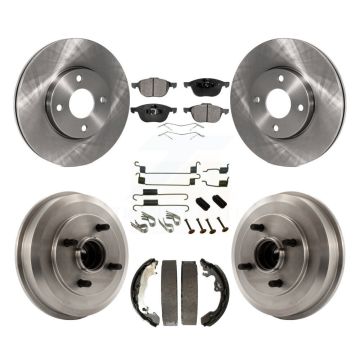 Front Rear Brake Rotor Ceramic Pad & Drum Kit (7Pc) For Ford Focus Wheel Bearing Included K8T-102767