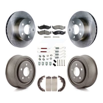 Front Rear Brake Rotor Ceramic Pad Drum Kit (7Pc) For 97-98 Jeep TJ With 9" Diameter K8T-102770