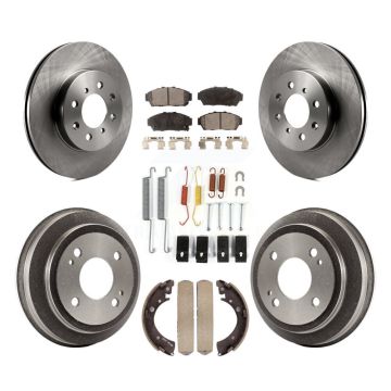 Front Rear Disc Brake Rotors Ceramic Pads And Drum Kit (7Pc) For Honda Civic K8T-102791
