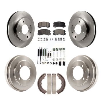 Front Rear Brake Rotor Ceramic Pad & Drum Kit (7Pc) For 2007 Mitsubishi Lancer LS Diamond K8T-102811
