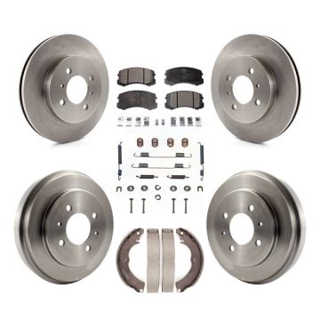 Front Rear Disc Brake Rotors Ceramic Pads And Drum Kit (7Pc) For Mitsubishi Lancer K8T-102818