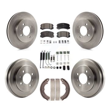 Front Rear Brake Rotor Ceramic Pad & Drum Kit (7Pc) For 2007 Mitsubishi Lancer LS Diamond K8T-102819