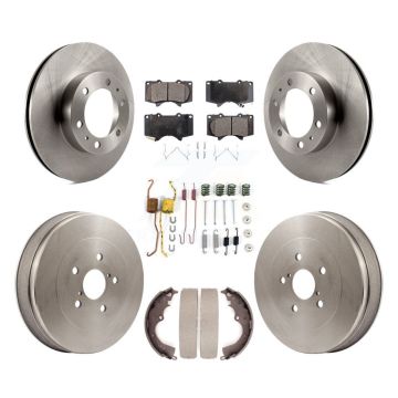 Front Rear Brake Rotor Ceramic Pad Drum Kit (7Pc) For Toyota Tacoma RWD With 6 Lug Wheels K8T-102833
