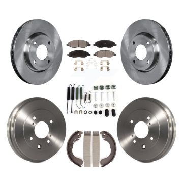 Front Rear Disc Brake Rotors Ceramic Pad Drum Kit (7Pc) For 2008 Nissan Versa 4-Wheel ABS K8T-102895