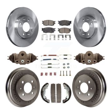 Front Rear Brake Rotor Ceramic Pad Drum Kit (9Pc) For 06 Hyundai Accent Sedan To 09 30 05 K8T-102936