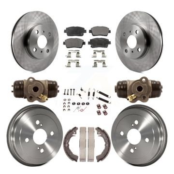Front Rear Disc Brake Rotors Ceramic Pads And Drum Kit (9Pc) For 2001-2005 Toyota Echo K8T-102965
