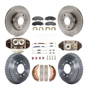 Front Rear Brake Rotors Ceramic Pad Drum Kit (9Pc) For 07-09 Kia Spectra rear brakes K8T-102975