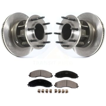 Front Disc Brake Rotor Hub Assembly Ceramic Pad Kit For Ford F-450 Super Duty F-550 4 X 2 K8T-103253