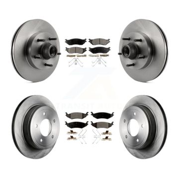 Front Rear Disc Brake Rotors And Ceramic Pads Kit For Ford E-150 Club Wagon Econoline K8T-103355