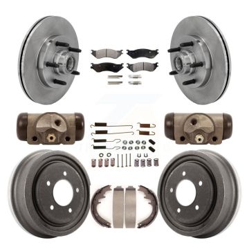 Front Rear Disc Brake Rotors Ceramic Pads And Drum Kit (9Pc) For 1999 Ford F-150 RWD K8T-103474