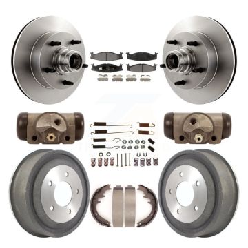 Front Rear Brake Rotor Ceramic Pad And Drum Kit (9Pc) For Ford E-150 Econoline Club Wagon K8T-103476