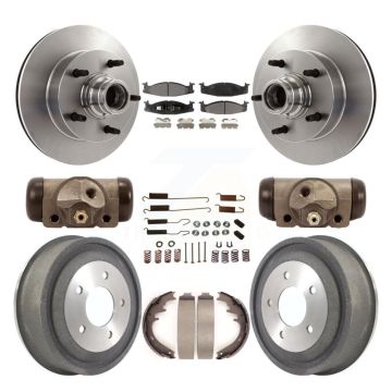 Front Rear Brake Rotors Ceramic Pad & Drum Kit (9Pc) For Ford E-150 Econoline 2-Wheel ABS K8T-103477