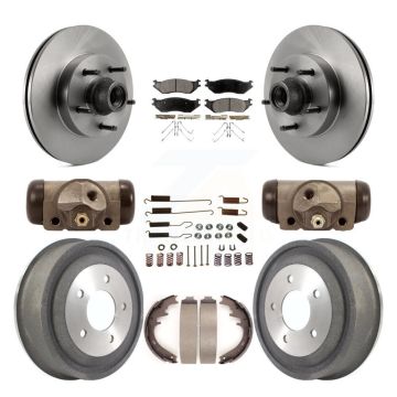 Front Rear Disc Brake Rotor Ceramic Pad And Drum Kit (9Pc) For 2004 Ford E-150 Club Wagon K8T-103478