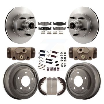 Front Rear Brake Rotor Ceramic Pad And Drum Kit (9Pc) For Ford E-150 Econoline Club Wagon K8T-103480